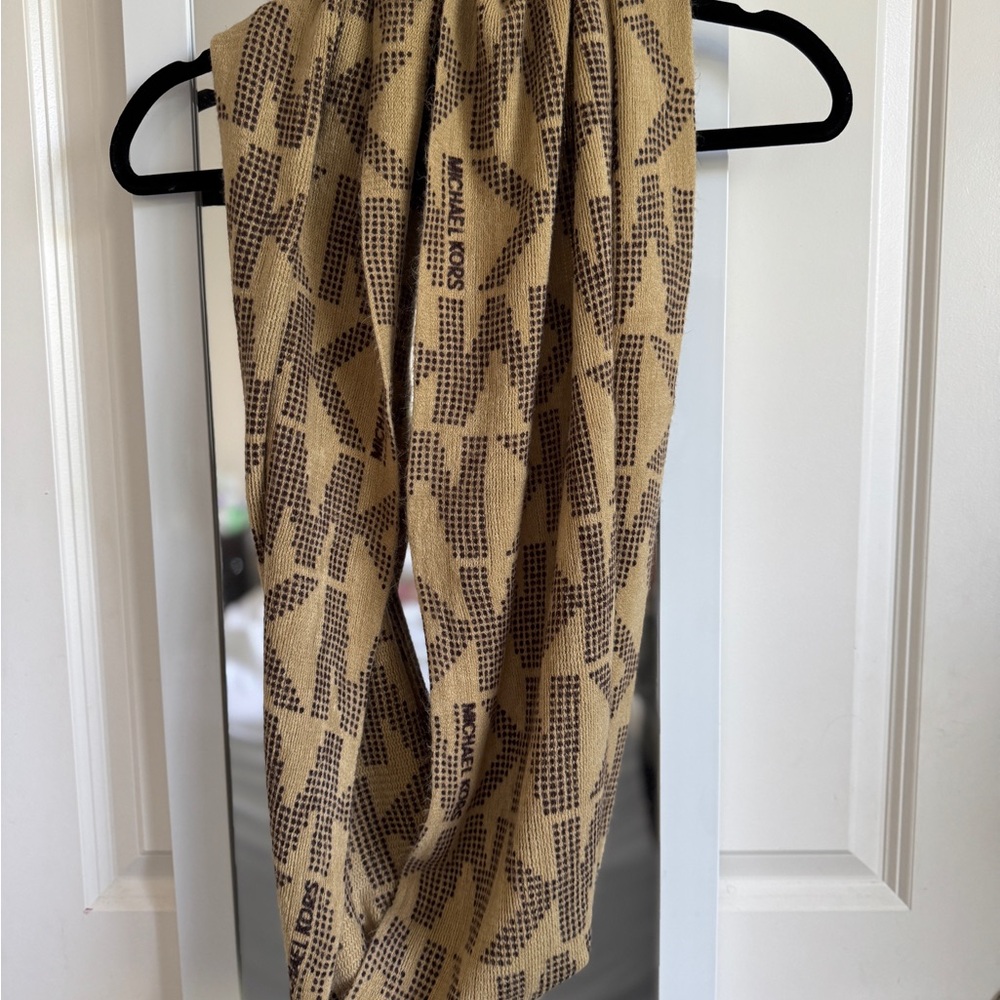 Michael Kors Camel Monogram Knit Scarf